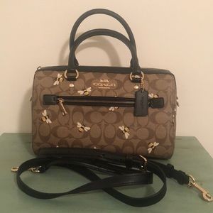 Coach Rowan Satchel in signature canvas with bee print
